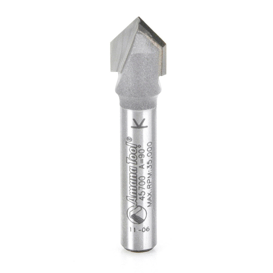 90° Degree x 3/8" Diameter Solid Carbide Router Bit