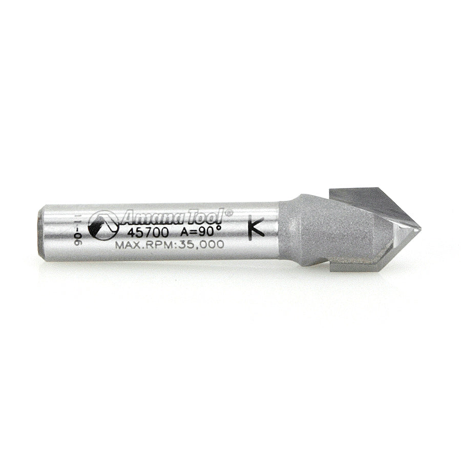 90° Degree x 3/8" Diameter Solid Carbide Router Bit