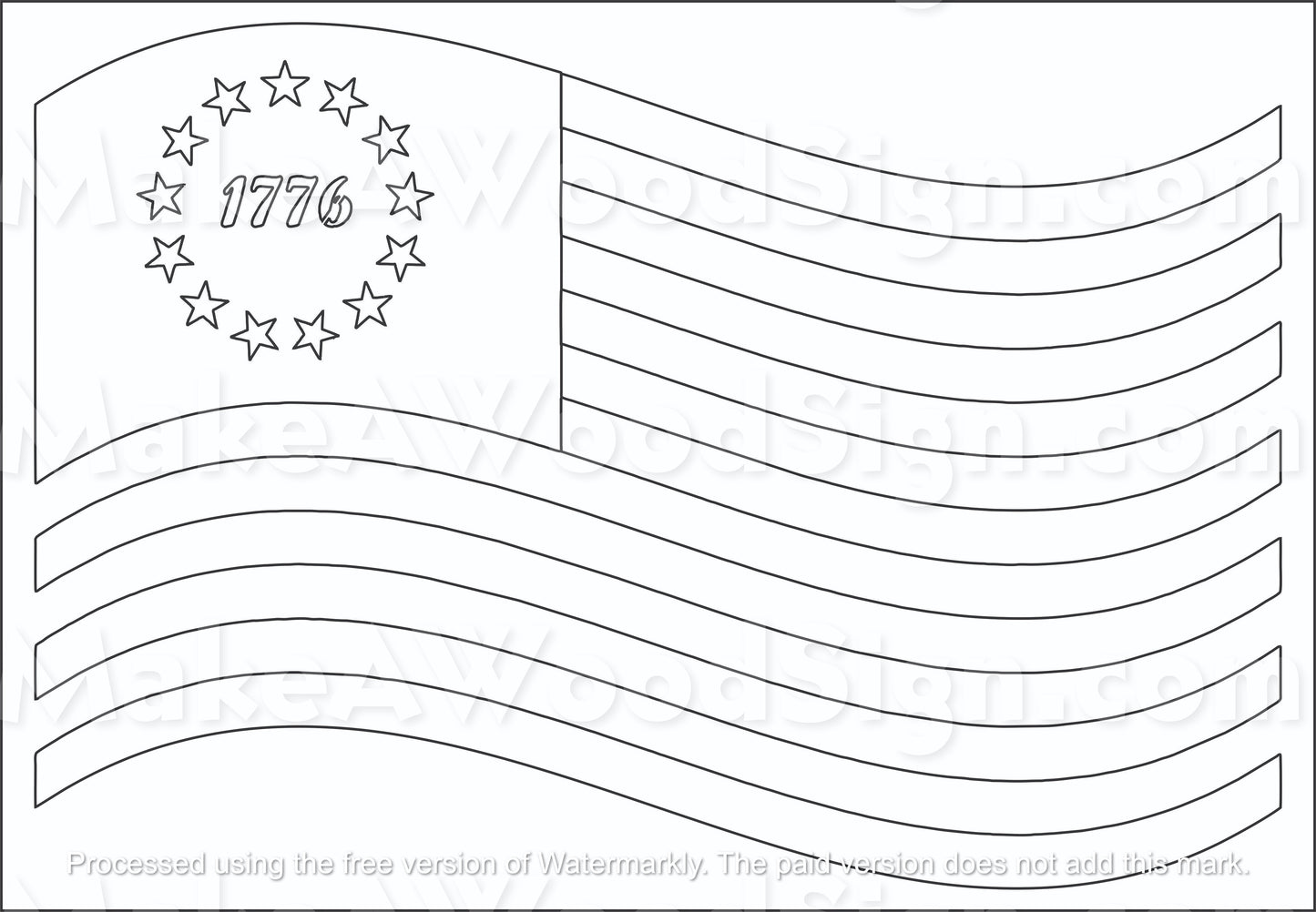 Large Betsy Ross Flag Layout Stencil