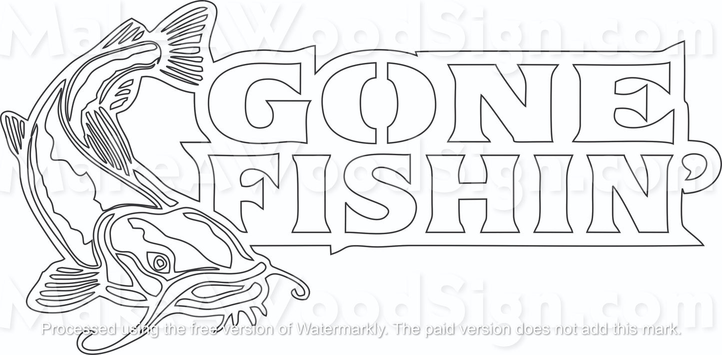 GONE FISHING STENCIL (CATFISH)