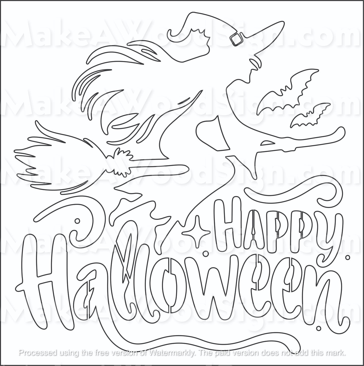 Happy Halloween Witch Stencil 10/25