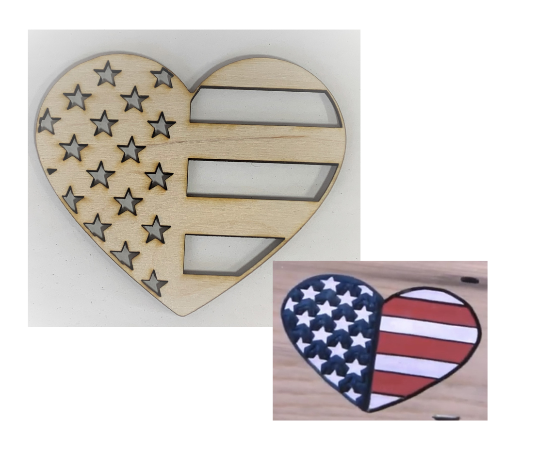 8 Inch Heart Flag Layout Stencil