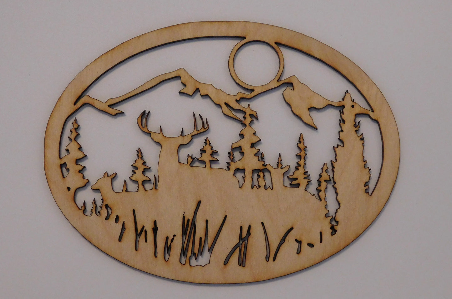 Oval Deer Mountain Scene