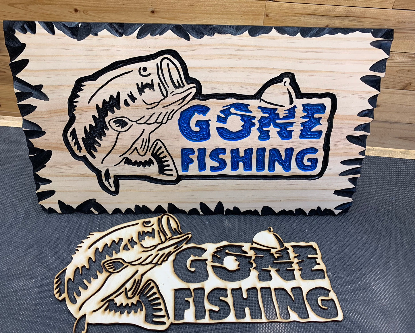 GONE FISHING STENCIL