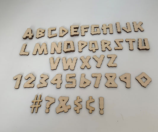 1 Inch Tiki Font Layout Letters & Number Set