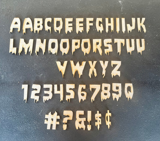 1" Creepy Font Layout Letters/Number Set