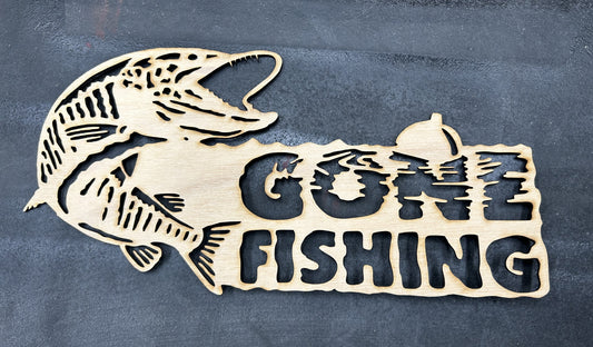 GONE FISHING STENCIL (MUSKIE)