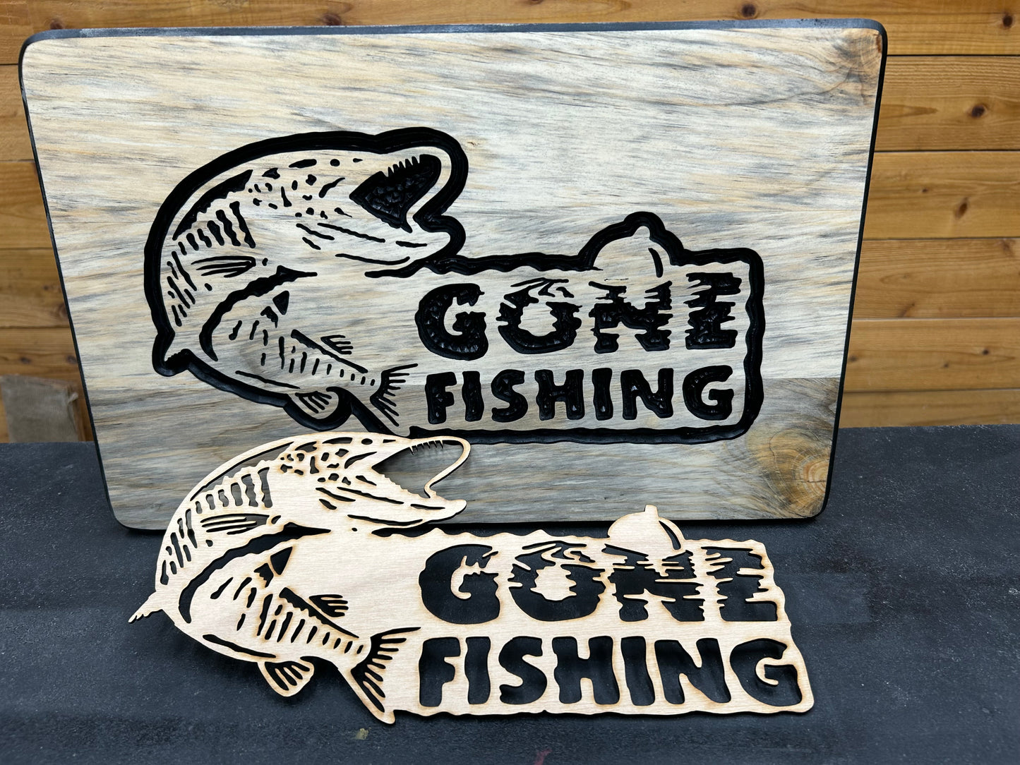 GONE FISHING STENCIL (MUSKIE)