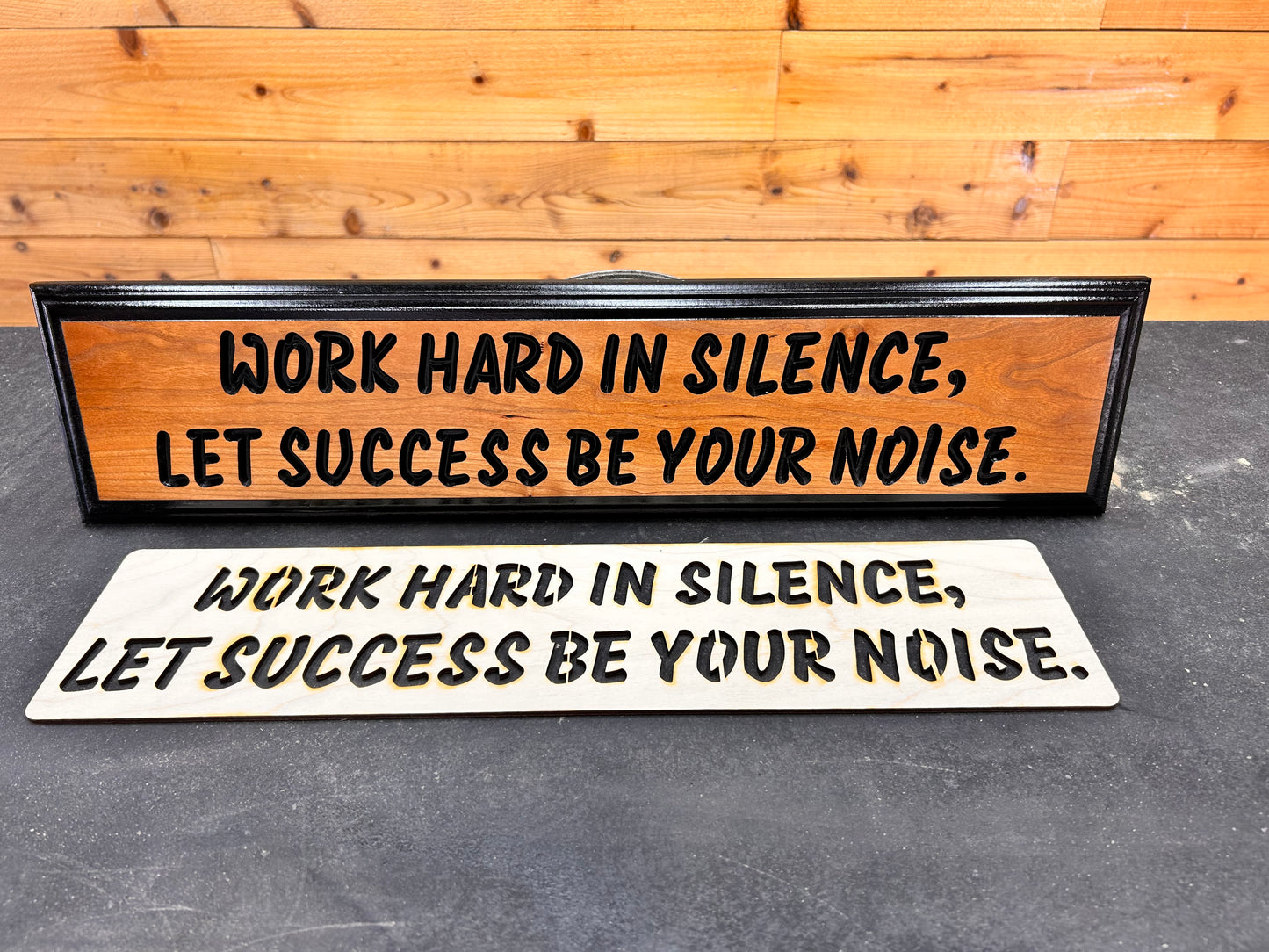WORK HARD IN SILENCE, LET SUCCESS BE YOUR NOISE LAYOUT STENCIL